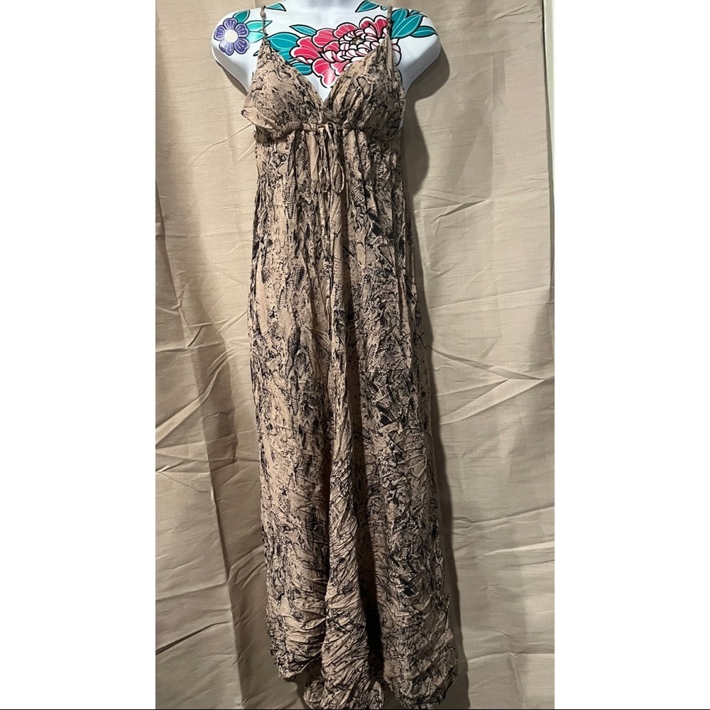 Taupe Black Snake Print Maxi Dress